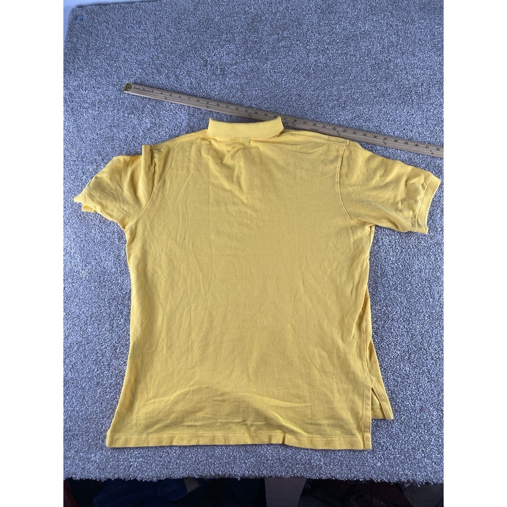 Polo Ralph Lauren Solid Yellow Polo Shirt Soft Cotton Mens L Blue Pony Preppy - Picture 7 of 7